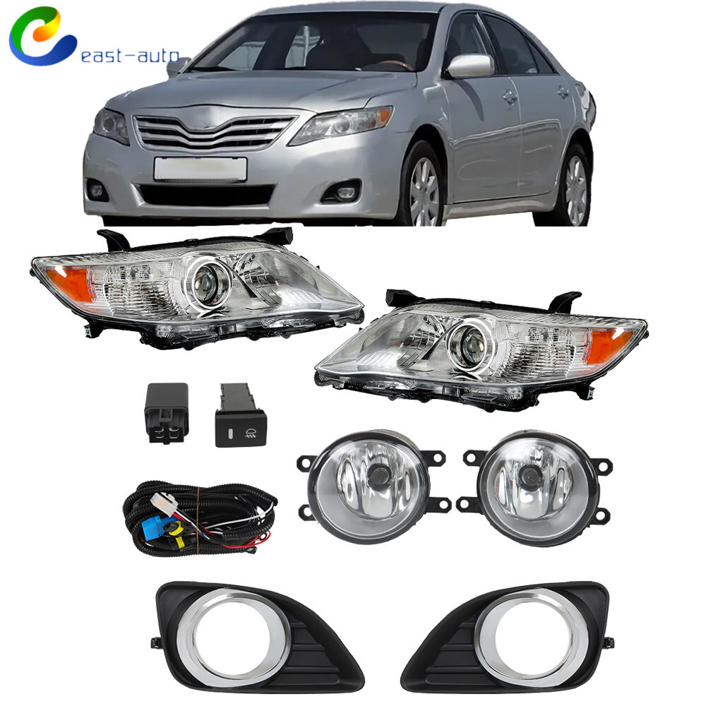 Front Fog Lights +Switch Kits Headlamps For 2010-2011 Toyota Camry Clear Pair