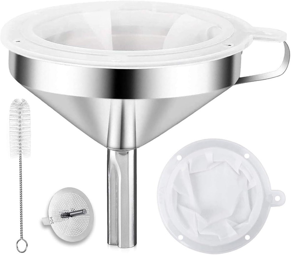 Kitchen Funnel for Filling Bottles, 304 Stainless Steel Food Funnels White