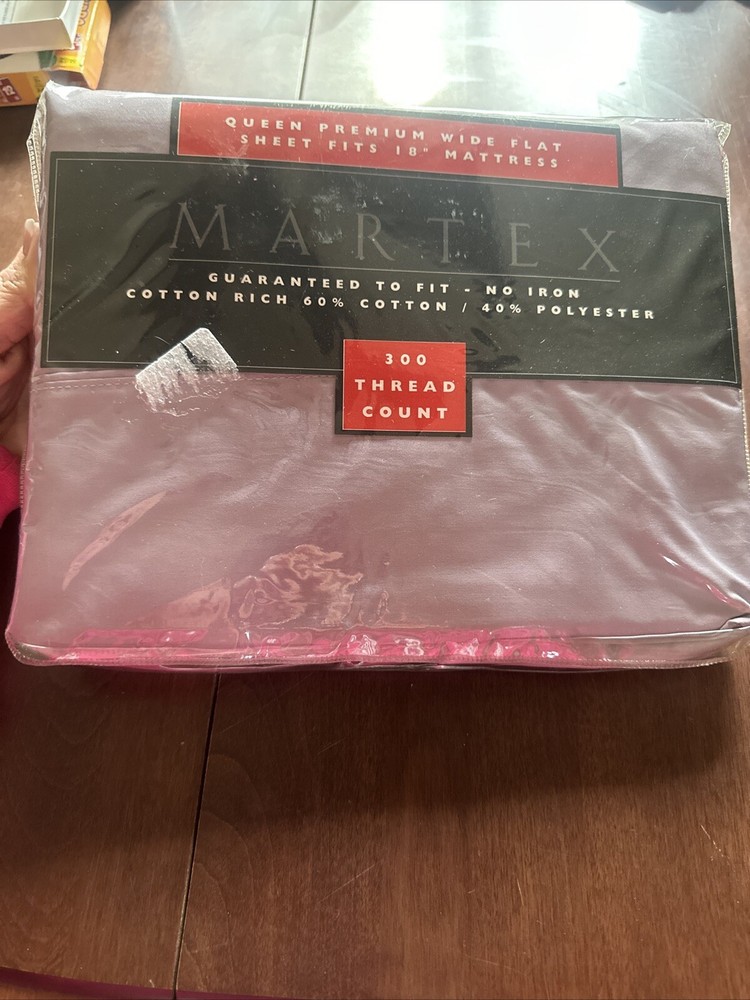 Martex Queen Premium  Flat Sheet heather purple NWT 300 Thread Count