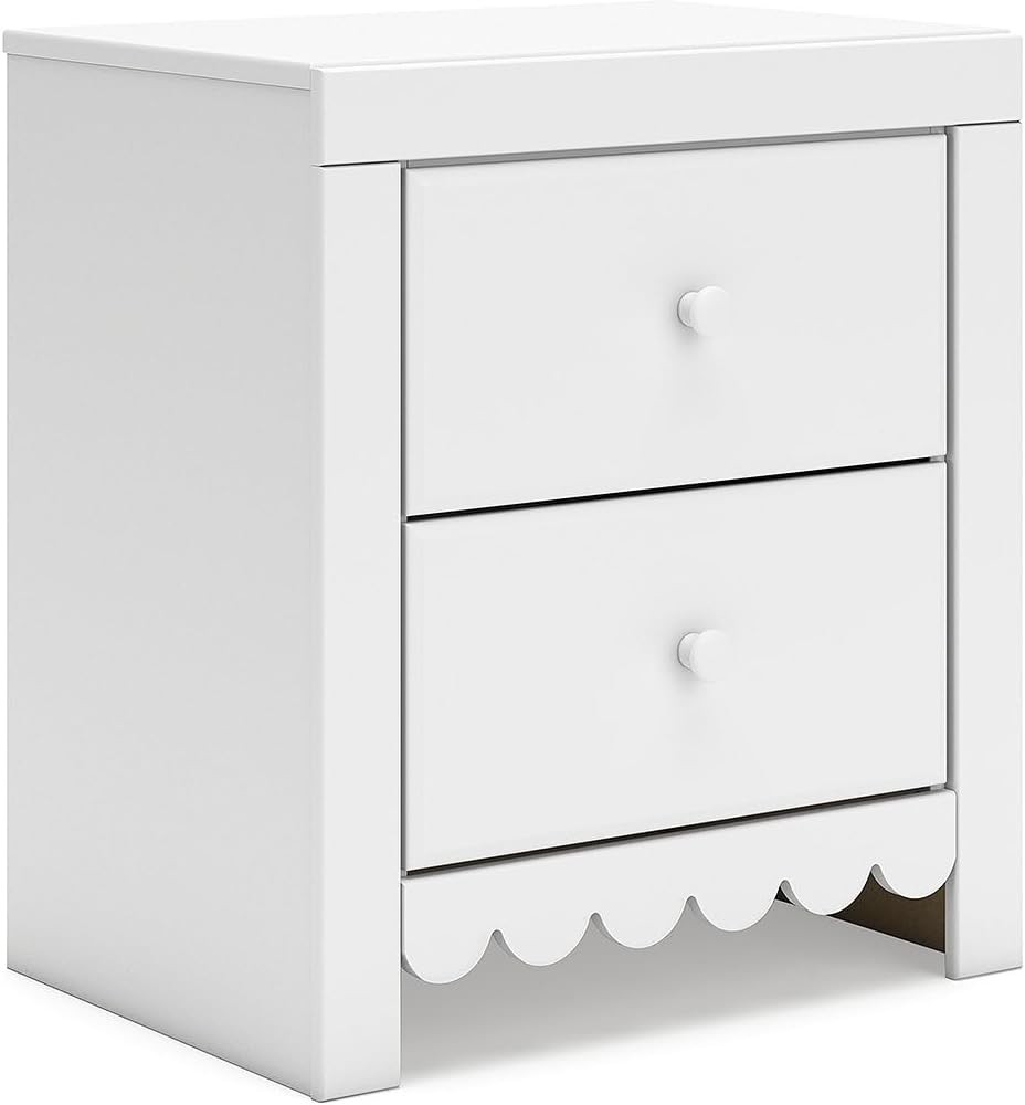 Signature Design Ashley Mollviney Minimalist White 2-Drawer Scallop Dresser  