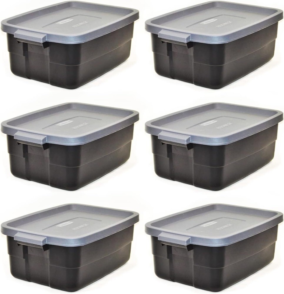 10 Gallon Stackable Plastic Storage Box Organizer 6 Pack Tote Container US