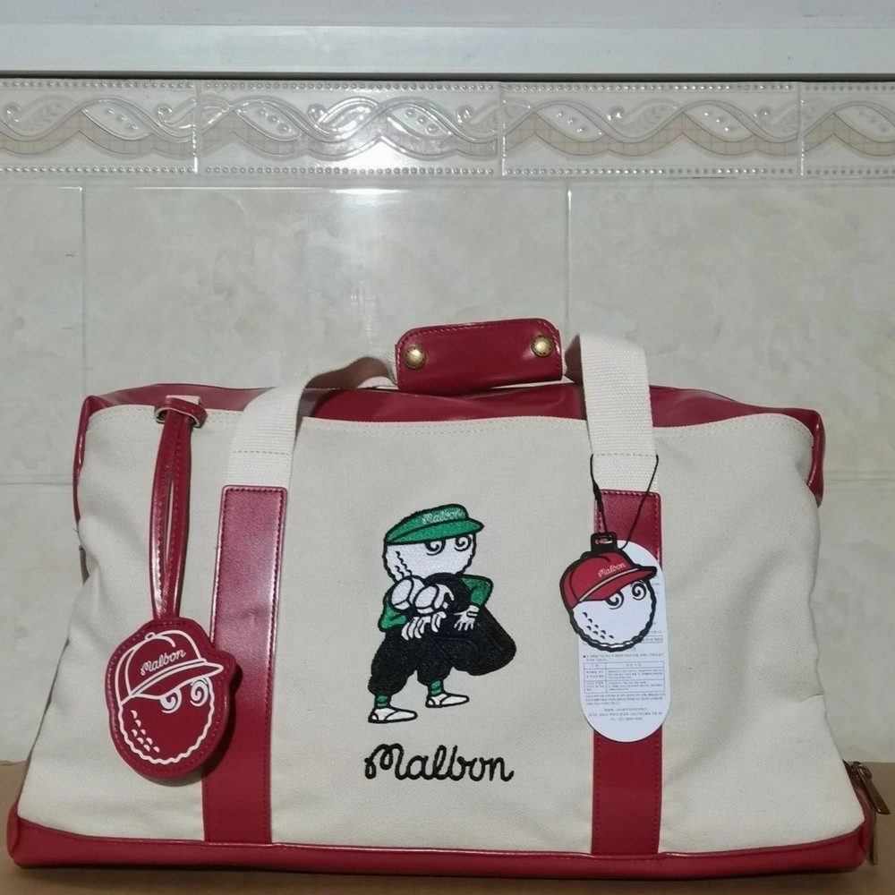 Malbon Golf Red Maroon Carry On Boston Bag Shoe Travel Golf Pre-owned