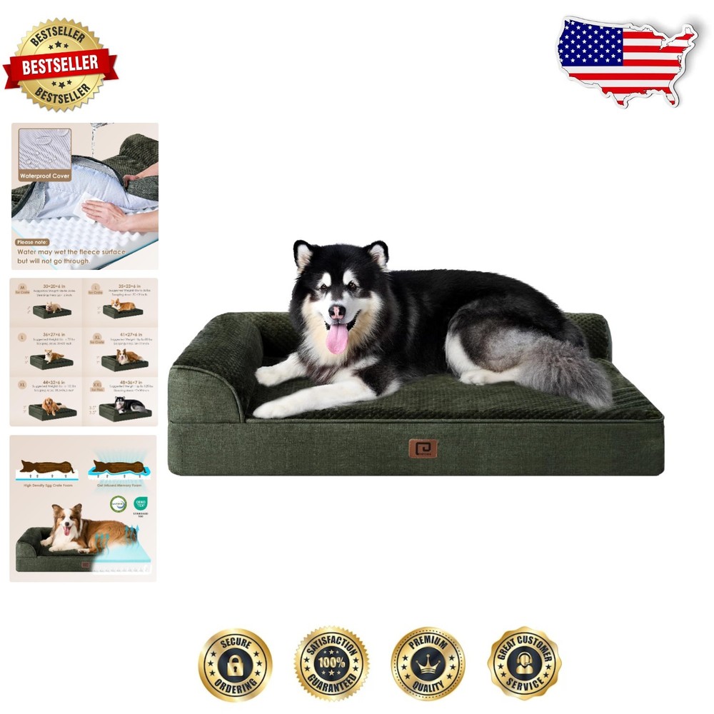 XXL Orthopedic Memory Foam Dog Bed - Waterproof Pet Couch 48x36 Inches