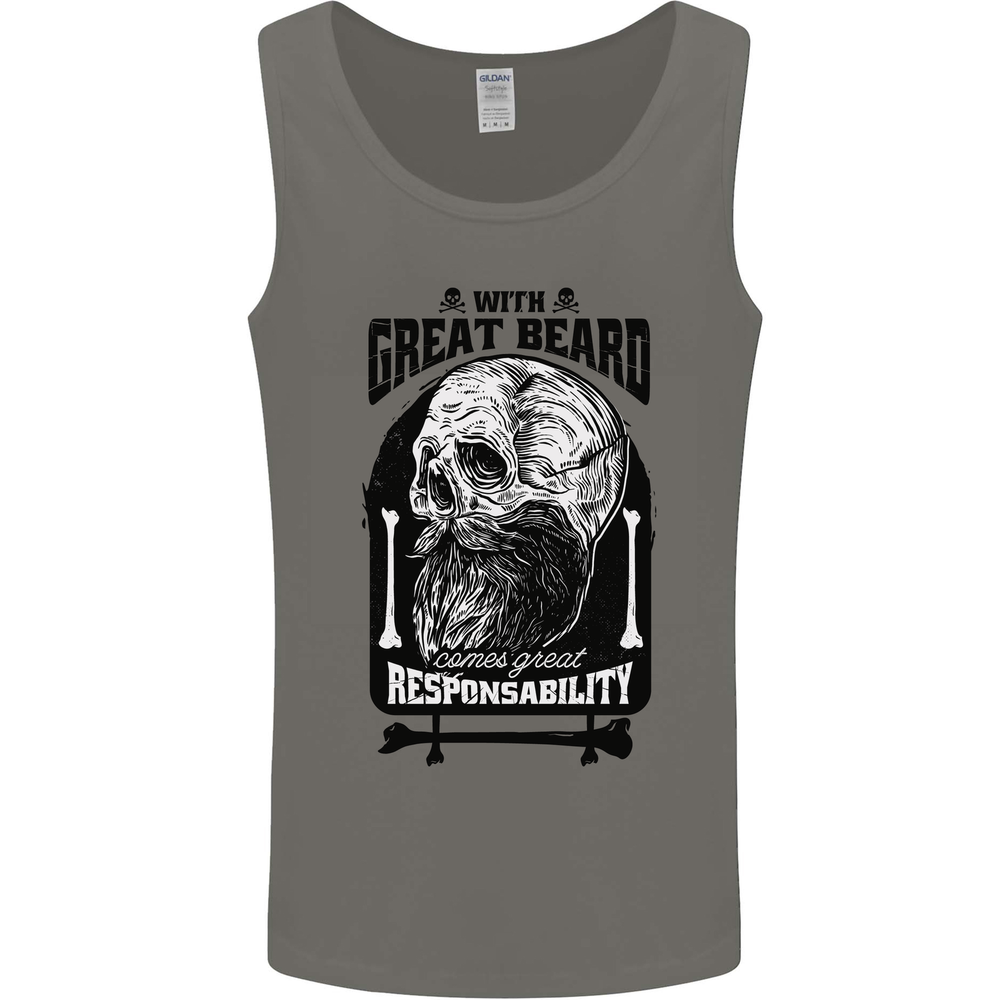 Great Beard Comes Great Responsibility Skull Mens Vest Tank Top