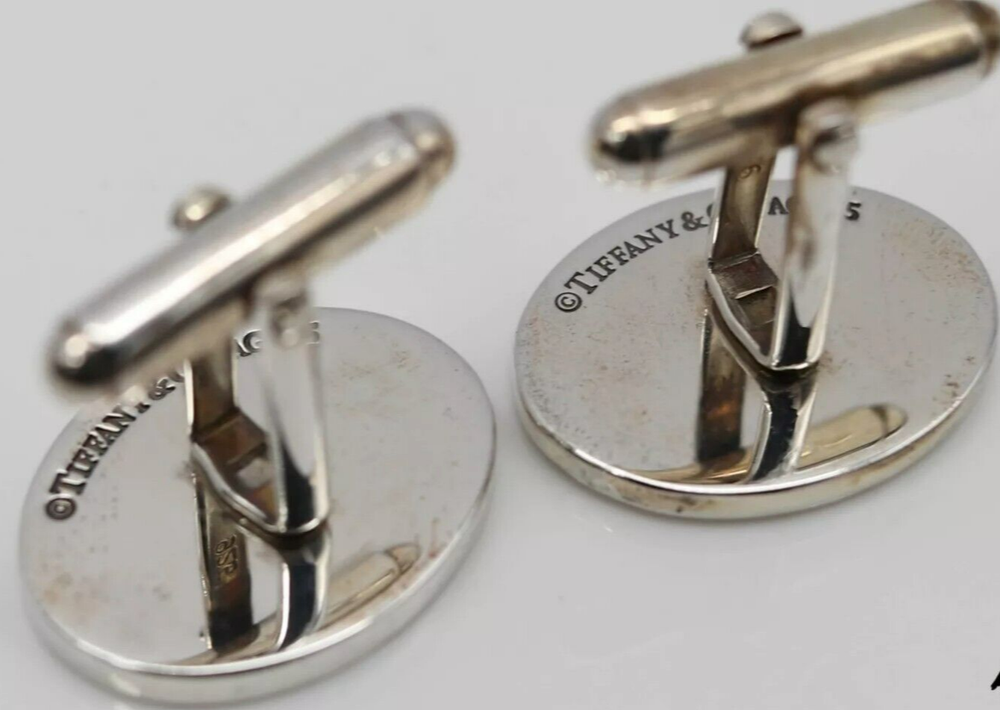 Tiffany & Co Sterling Silver Oval Cufflinks Monogrammed “DMW”