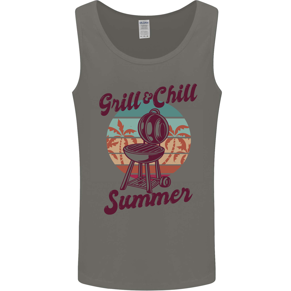 Chill & Grill Funny Summer BBQ Braai Mens Vest Tank Top
