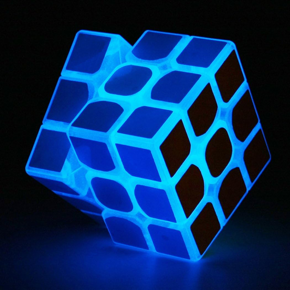 Blue Fluorescent Speed Cube 3X3X3 Glow in the Dark Luminous Magic Cube Puzzle To