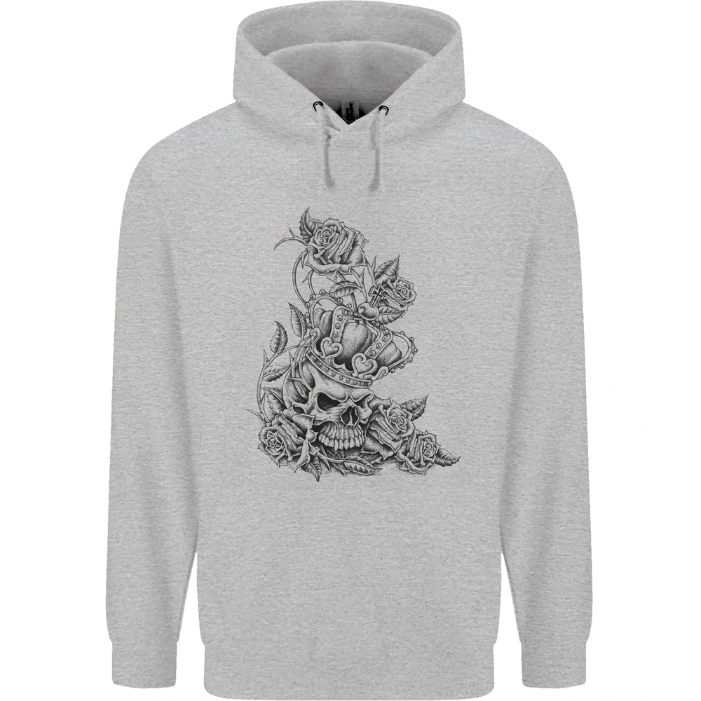 Skull Crown Biker Gothic Heavy Metal Hoodie 80 Cotton for Men  
