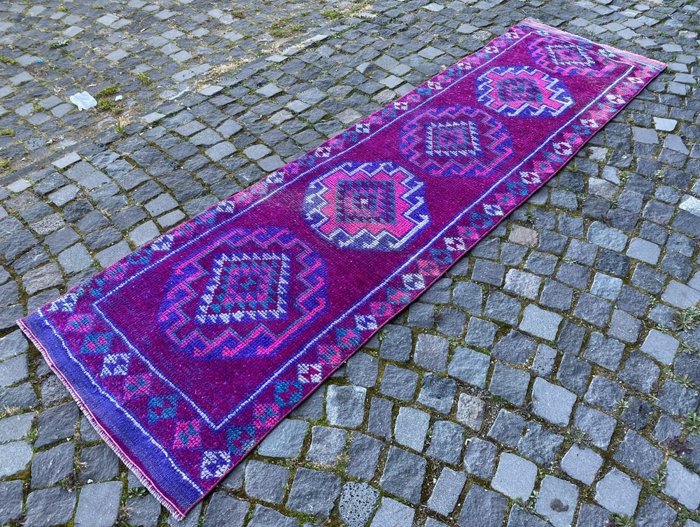 Bohemian rugs, Runner rug, Handmade, Turkish rug, Vintage, Wool | 2,6 x 9,7 ft