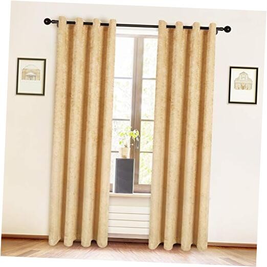 Double-Sided Gold Chenille Window Curtains 52x96 Inches 2 Panels for Living Room-image
