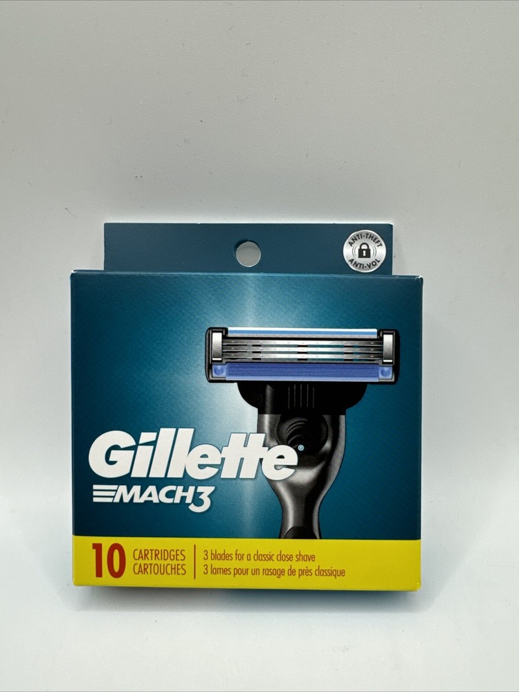 Gillette Mach3 Men's Razor Blade Refills 10 Count Cartridges, NEW