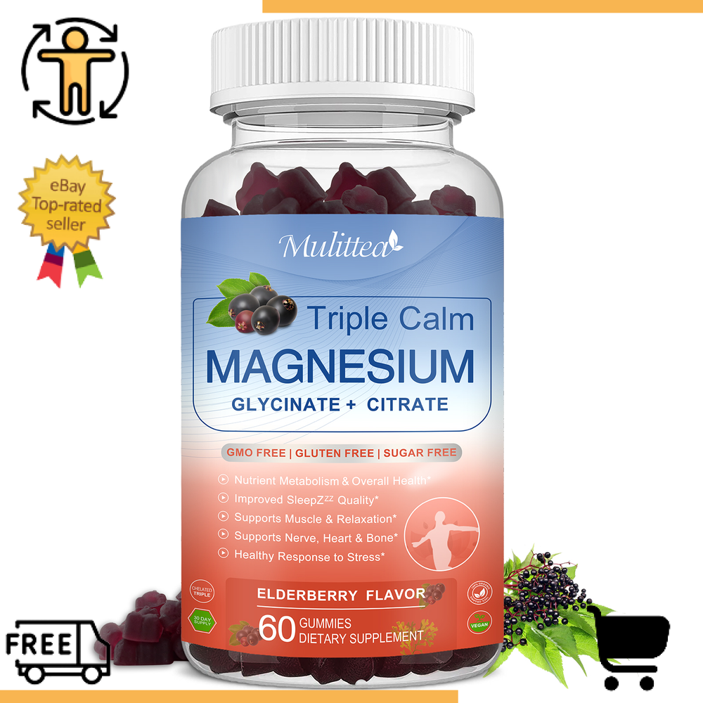 Magnesium Glycinate Gummies Triple Calm Bone Mood Muscle Health Supplement