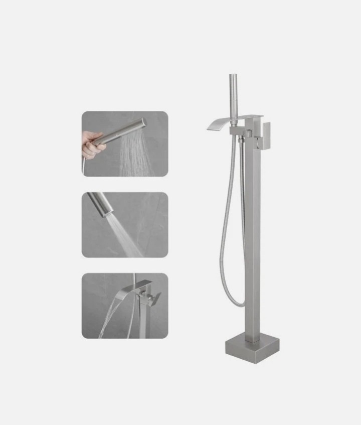 RUMOSE Tub Filler Freestanding Bathtub Faucet Brushed Nickel Floor Mount Tub Fau