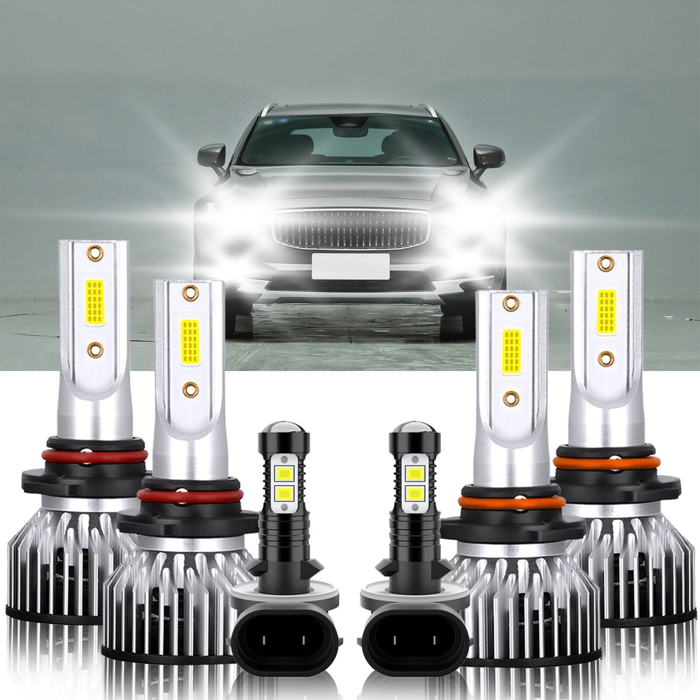 LED Headlight High Low Fog Light Bulbs 6000K kit white For Volvo V90 1997-1998
