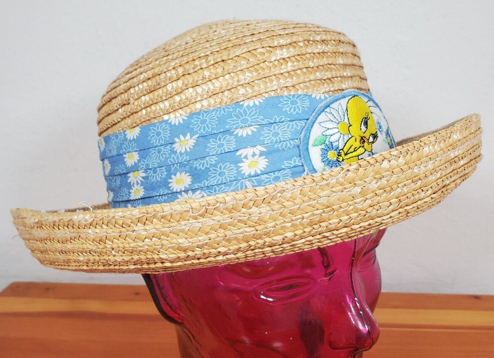 Tweety Bird Straw Sun Hat Officially Licensed Natural Fiber 55cm 6 7/8 Size