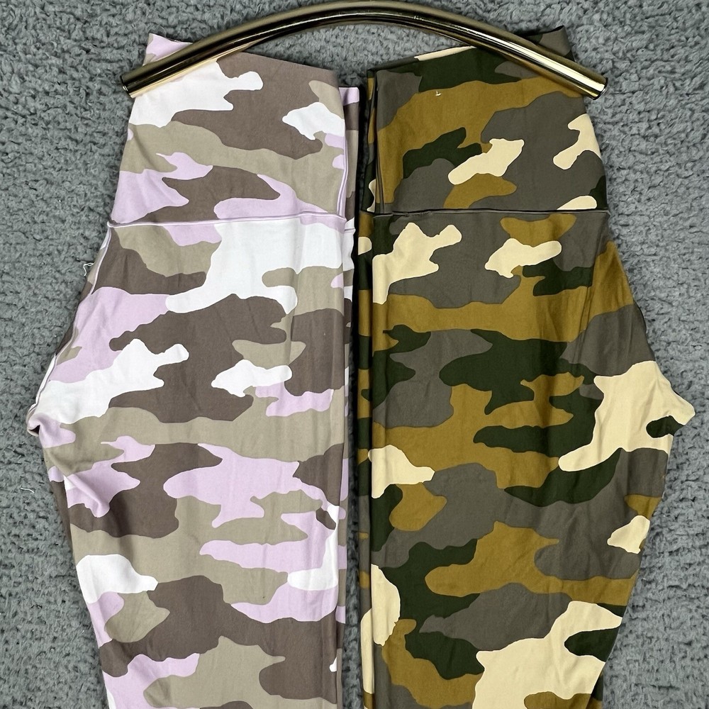 Aerie Real Me 7/8 High Rise Lounge Leggings in Purple & Green Camo - Size XL