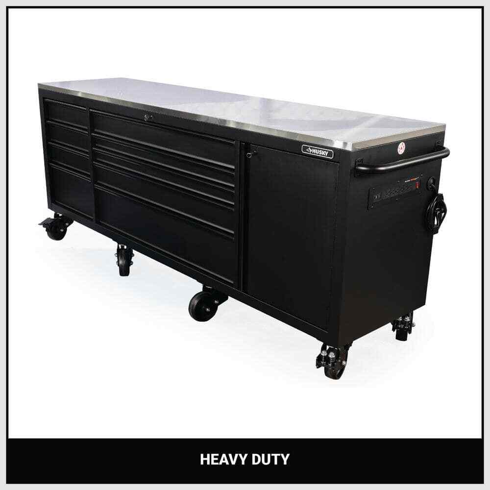 96in.Wx24in.D 9-Drawer Heavy-Duty Mobile Workbench w/Stainless Steel Top in Matt