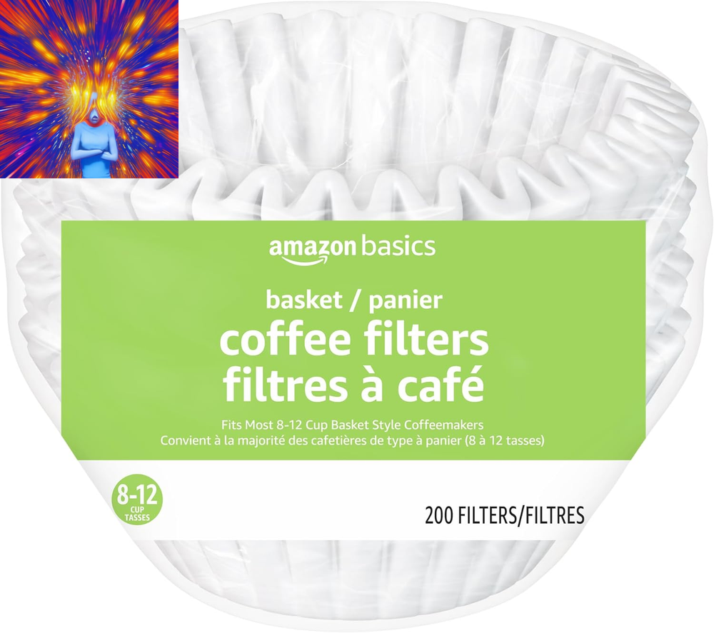 Basket Coffee Filters for 8-12 Cup Coffee Makers, White, 200 Count
