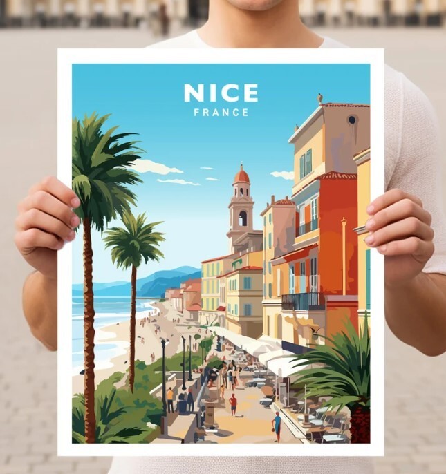 Nice France Travel Wall Art Poster Print