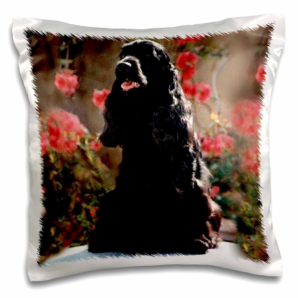 3D English Cocker Spaniel Black 16x16 Inch Pillow Cover