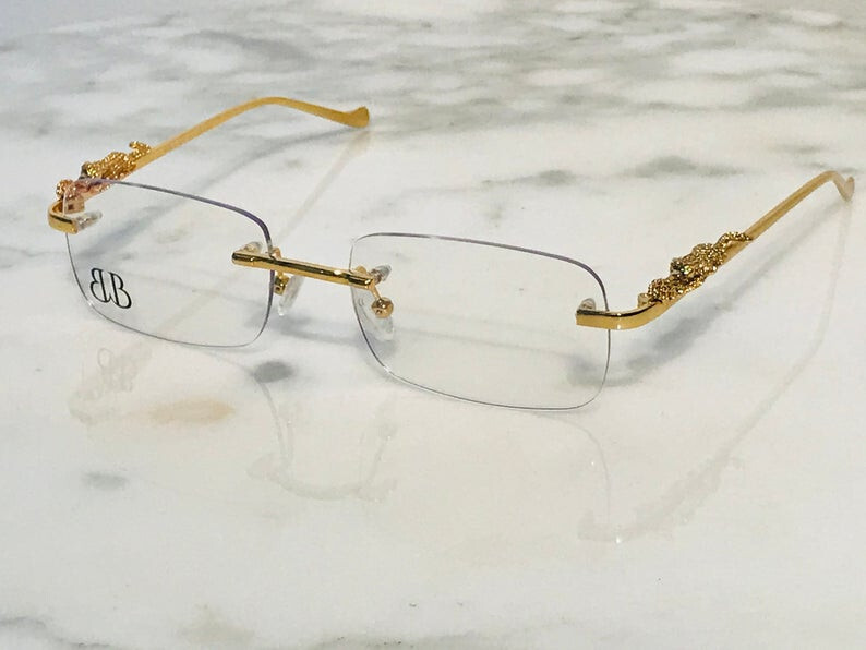 Bonano Giaguaro Gold Glasses Eyeglasses Sunglasses Frame Vintage Cartier Dior