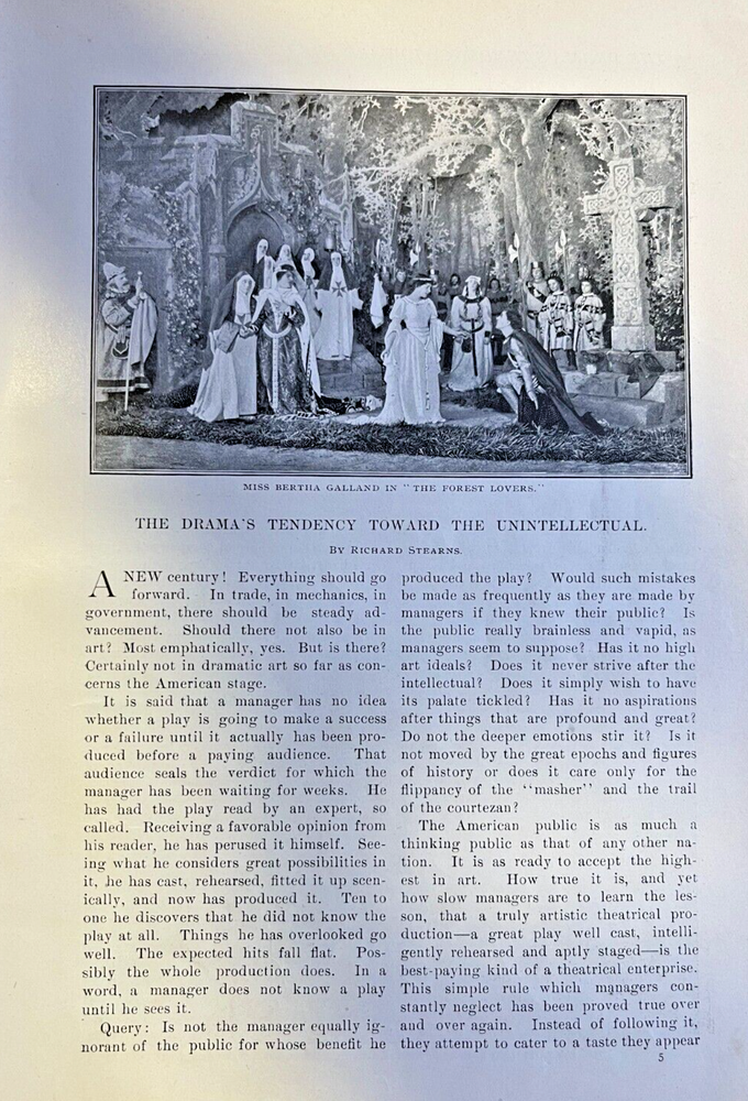 1901 Stage Theater Drama Tendency toward the Unintellectual