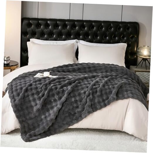 PUMEI Fleece Blanket - Throw Blanket for Bed Dark 80