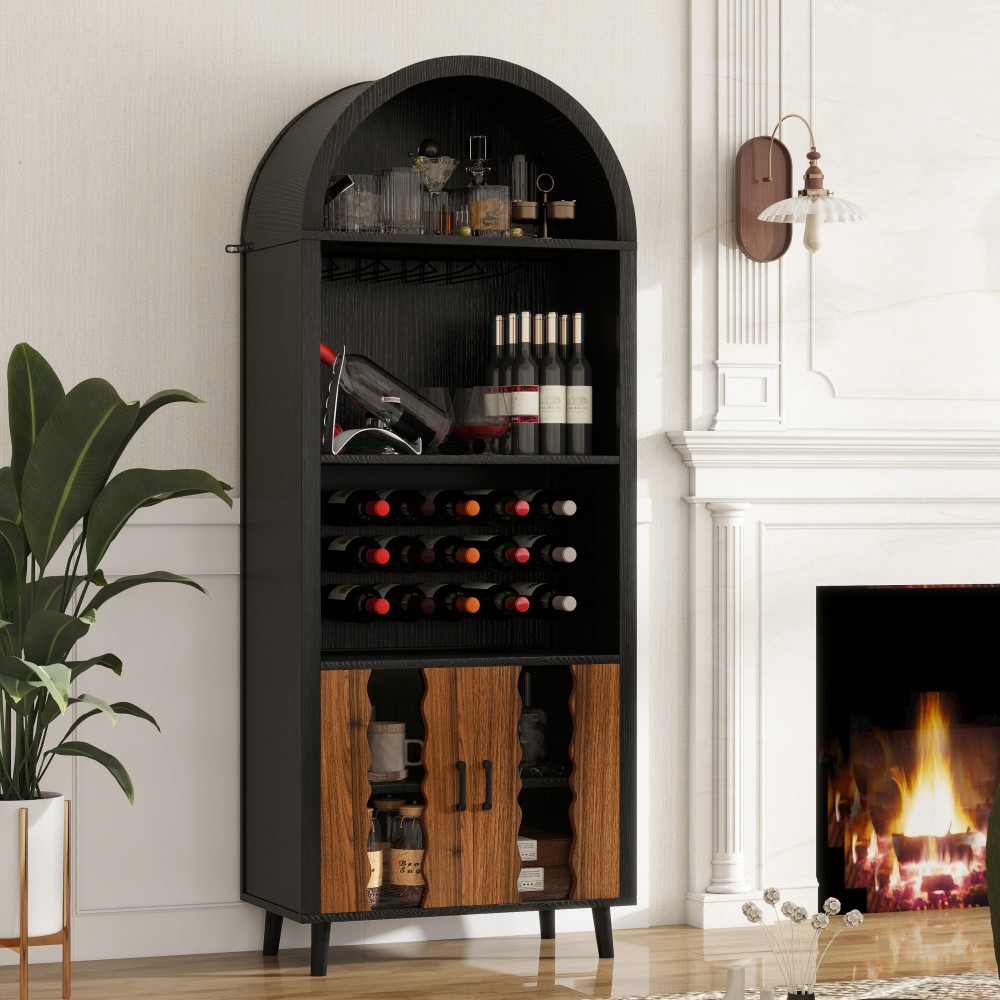 Arch Cabinets Coffee Bar Whiskey Station W Wine Rack Wine Glass Holder