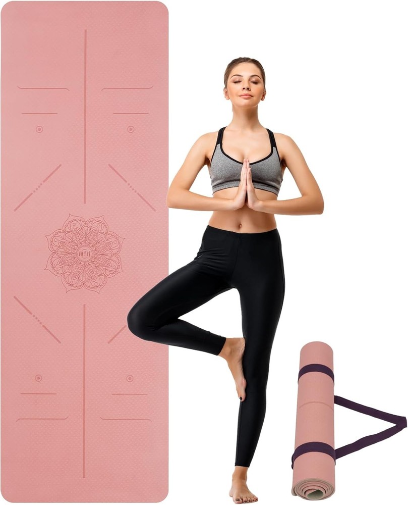 Non-Slip TPE Yoga Mat 72x24 Inches for Women & Men - 3/16 Thick Anti-Tear Design