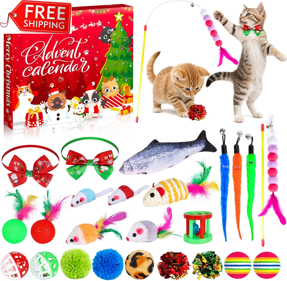 Cat Advent Calendar 2024, Christmas Countdown Calendar for Kitten Cat Christmas