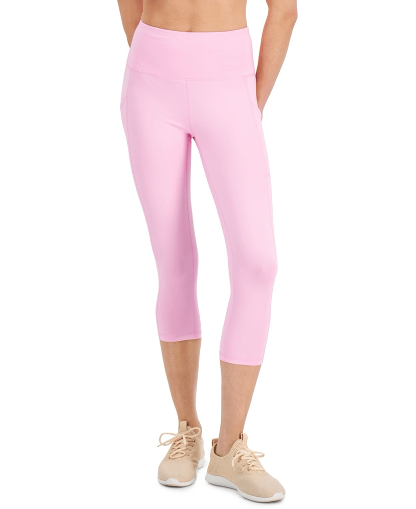 ID Ideology Women's High-Rise Compression Cropped Leggings with Side Pockets - Pink