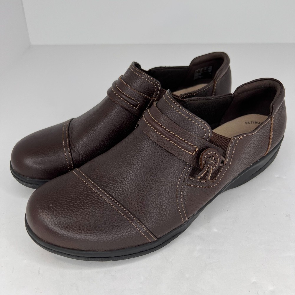 Clarks Womens Cheyn Madi Brown Leather Loafers Slip On Size 9.5M