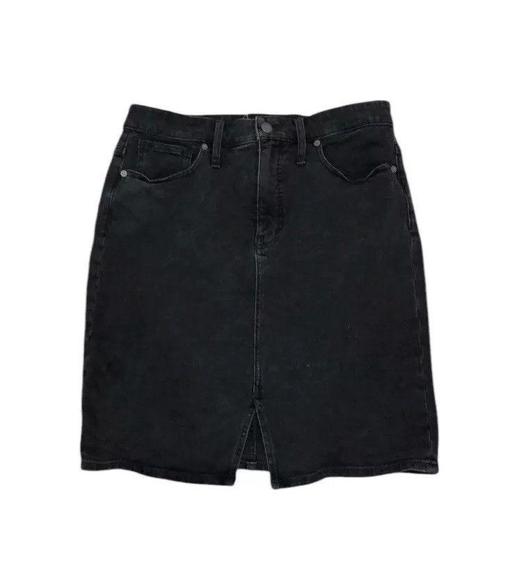 Madewell Black Lunar Wash Stretch Denim Pegged Skirt Size 30