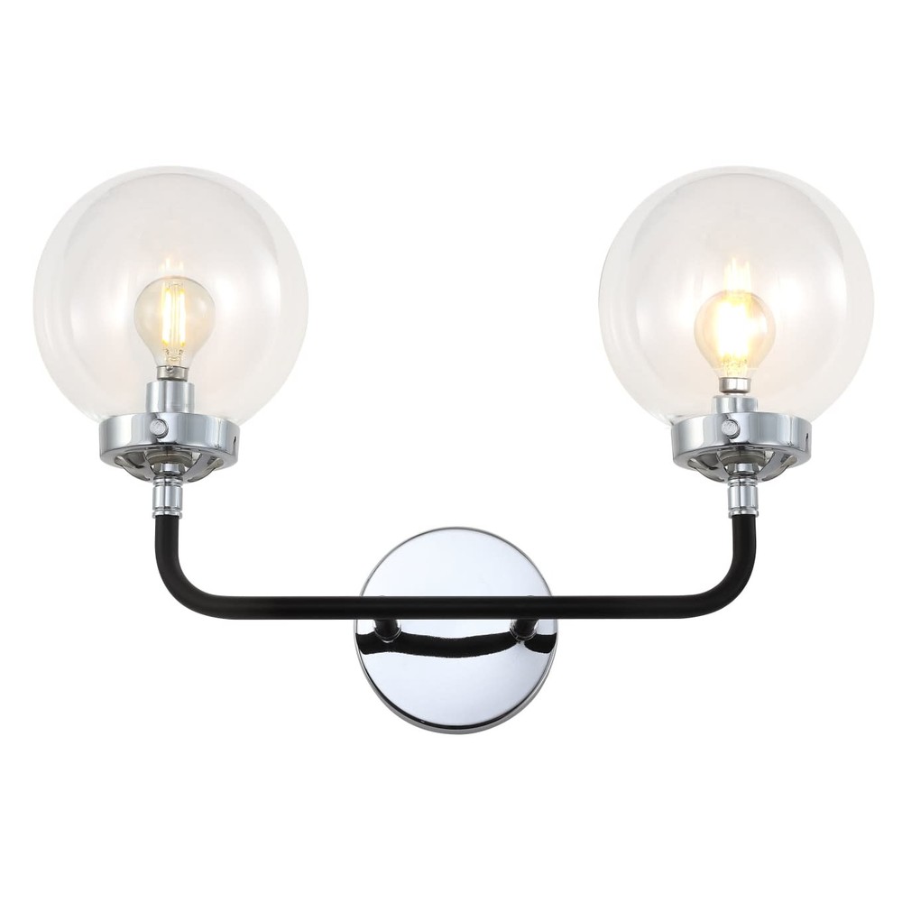 Jonathan Y Caleb 2-Light 12-Inch Black Wall Sconce JYL9010