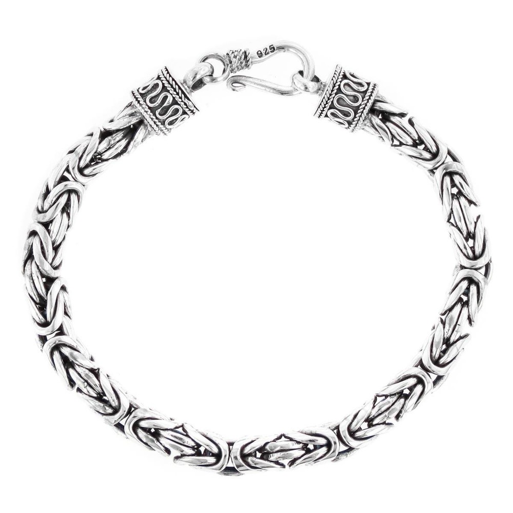 5mm Byzantine Bali Handmade 925 Sterling Silver Chain Anklet Bracelet, 6-9.5