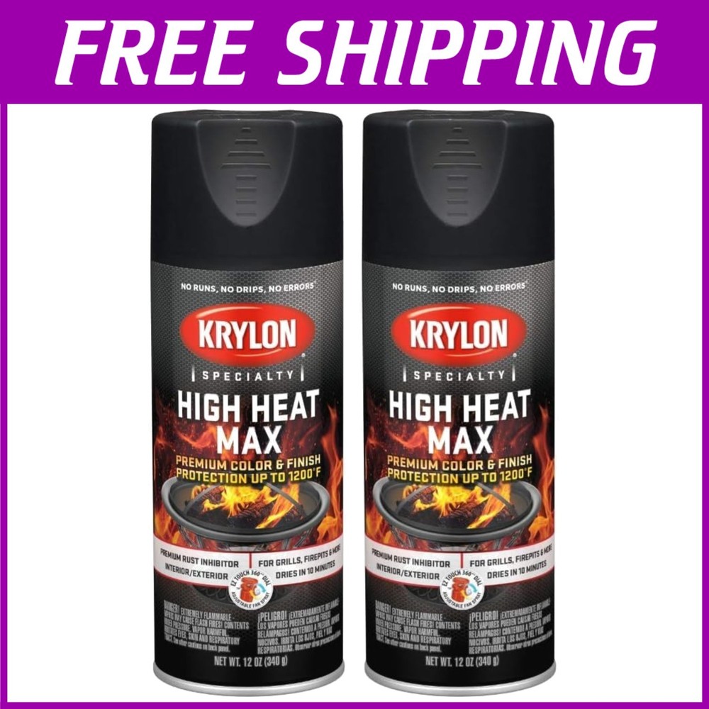 High Heat Max Gloss Black Spray Paint - 12 oz x 2