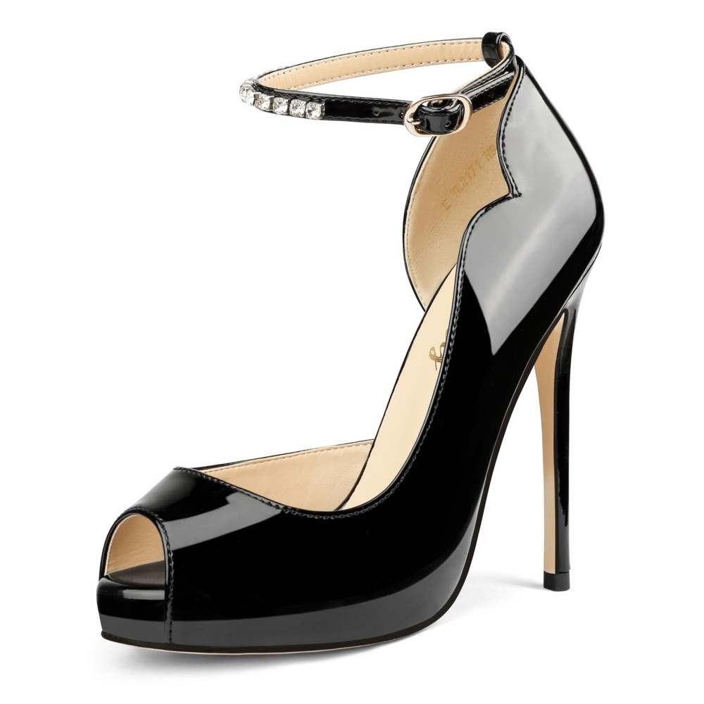 Black Pearl Women's Wedding Party Platform Pumps Thin High Heels US 8