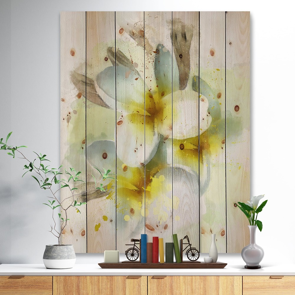 Designart 'Frangipani Flowers Watercolor' Nautical & Coastal