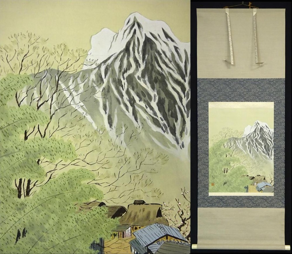 Hanging Scroll, Takeyuki, Winter Landscape, Snowscape, Japanese Painting, Silk,