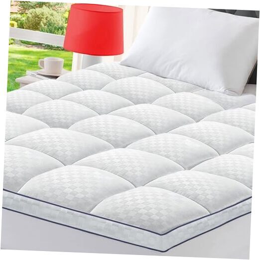 Mattress Topper Extra Thick Pillowtop Mattress Pad Cover Cooling Queen White