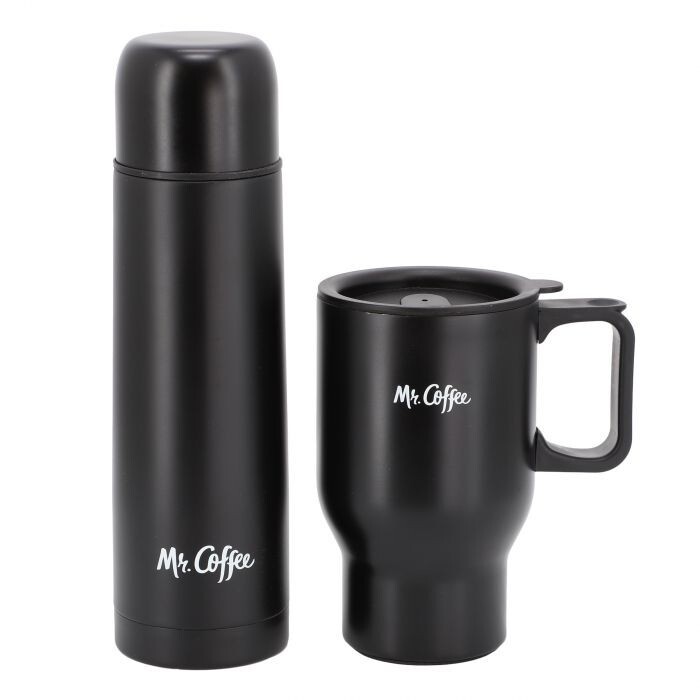 Mr. Coffee 142763.02 Javelin 2 Piece Thermal Bottle And Travel Mug Set In Black