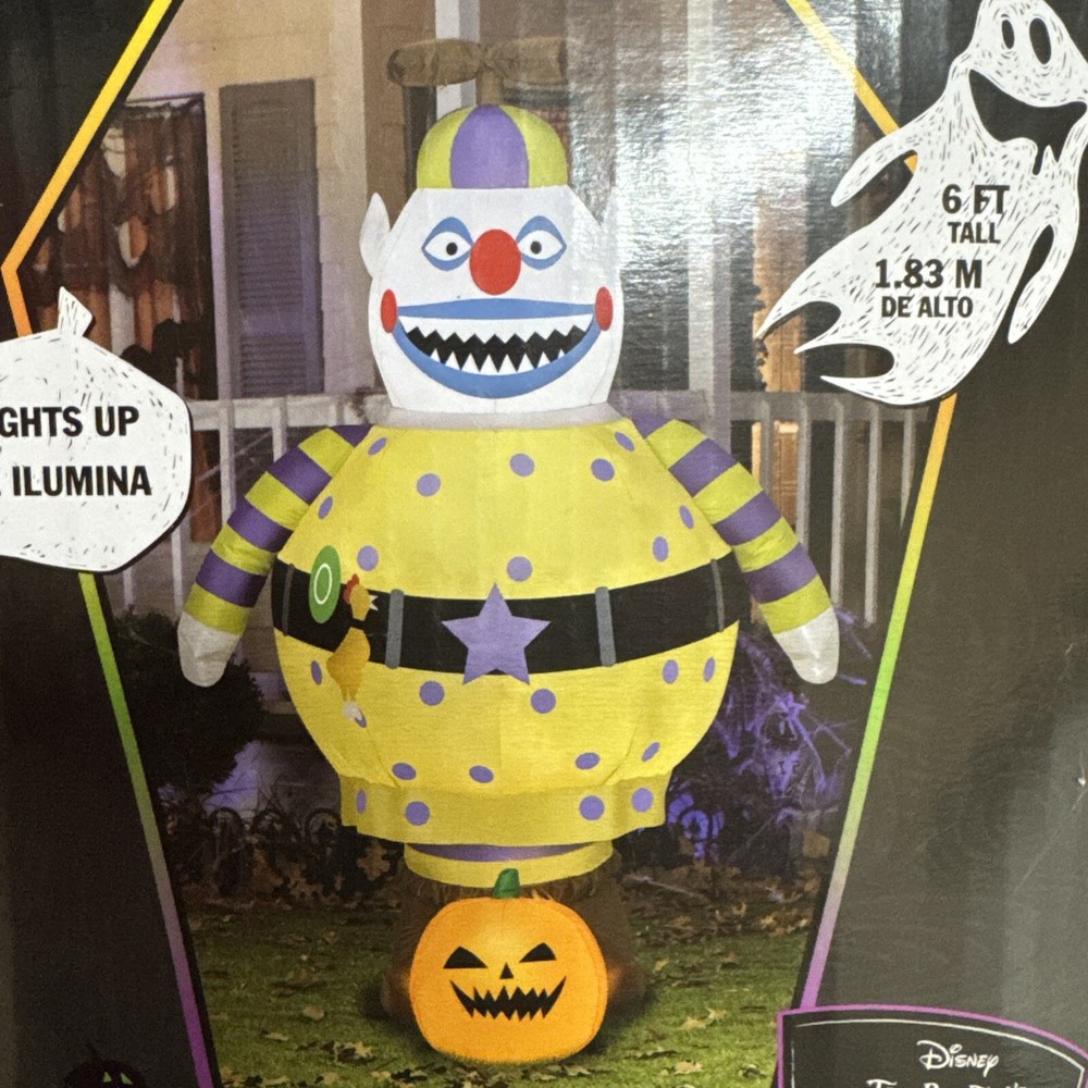 Gemmy Disney Nightmare Before Christmas Halloween Clown 6’ Airblown Inflatable