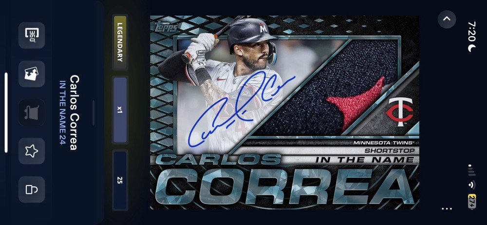 Topps Bunt 25 Digital - Legendary In The Name Carlos Correa Patch Auto Cc25