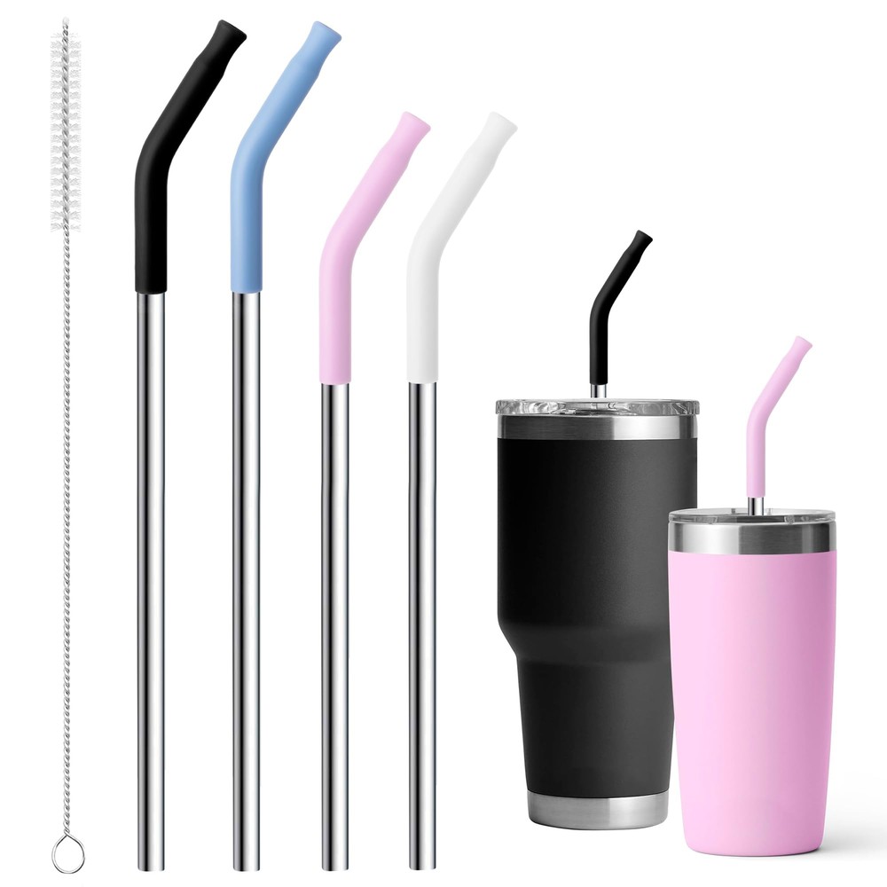 Metal Straws for Yeti 20 oz/30 oz Tumblers - Reusable Stainless Steel Drinkin...