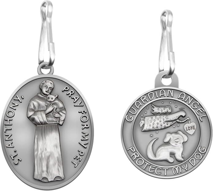 Pet Tags Engraved 2 Packs St Francis of Assisi Cats Dogs Medal Pendant Collar Ch