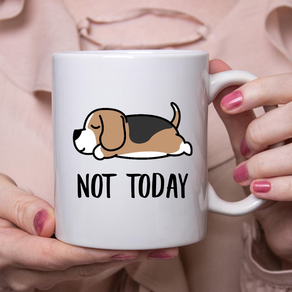 Funny Beagle Sleeping Not Today Coffee Mug - Lazy Dog Gift for Women & Dog Moms
