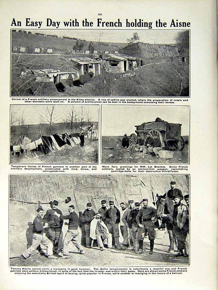 Original Old Antique Print 1915 World War Siers Blockhouse Aisne Tommy Atkins