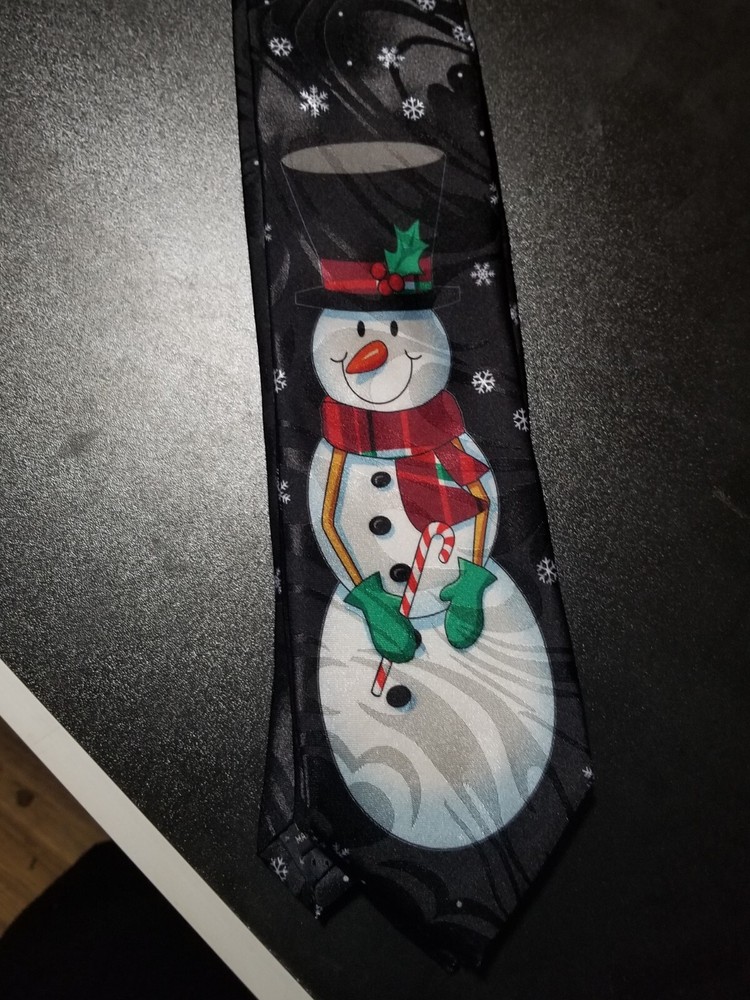 ☃️  EARLY CHRISTMAS SALE Snowman holding Candy Cane Men's Necktie-image