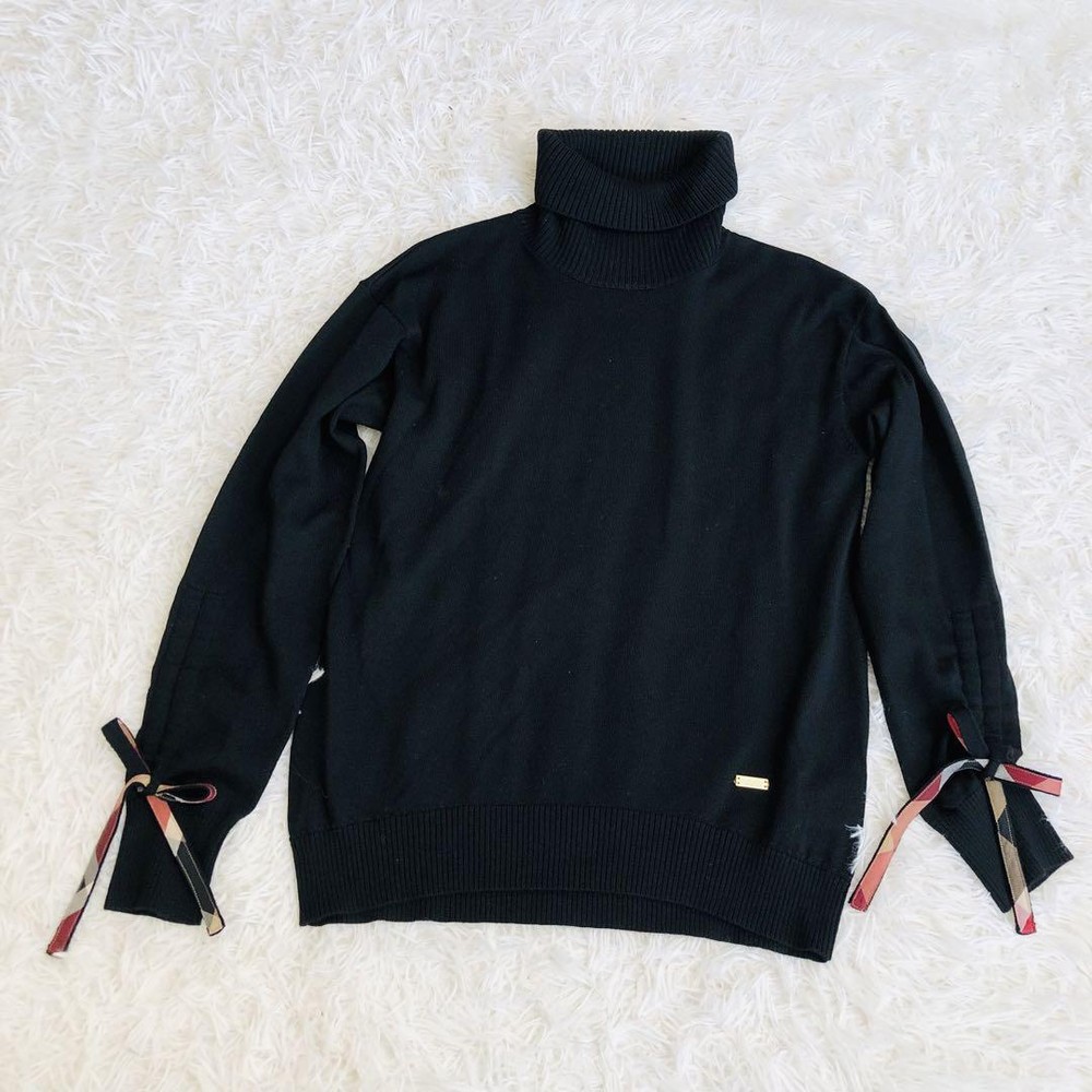 Burberry Blue Label Black Turtle Knit w/ Crest Bridge Ribbon, Used