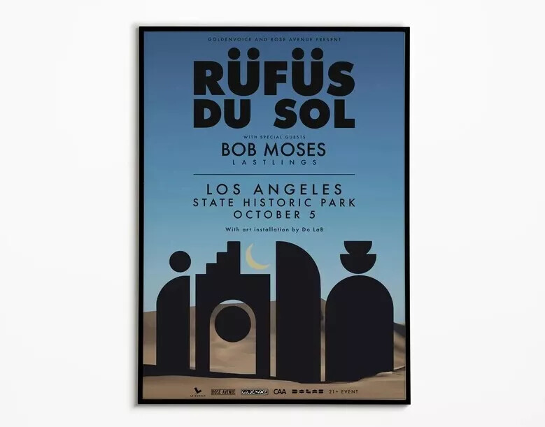 Rufus Du Sol concert poster, RÃ¼fÃ¼s Du Sol tour print, EDM poster
